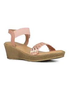 Inc.5 Womens Peach Party Wear Solid Round Toe Wedges Heel Sandals