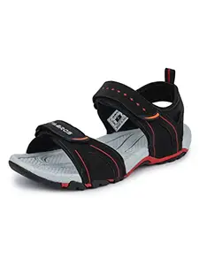 ABROS Men's ASLG0161 Sports Sandals -Black/Red-9UK