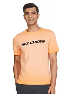 Skechers Men's Solid Regular T-Shirt (M02TS76A-ORG_Orange M)