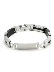 Karatcart Silver Tone Stainless Steel Link Chain Bracelet for Men (55038117)
