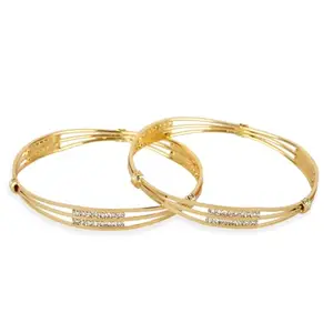Shining Diva Fashion Set of 2 Latest Stylish Traditional Design Crystal Bangles for Women and Girls (rrsd16357b_2.6)