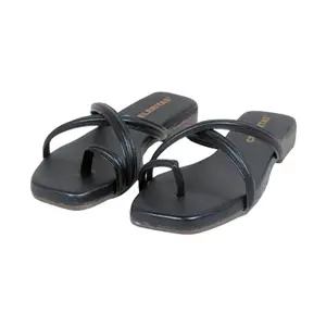 CELERITAS Flats Slippers for women | Casual Non Slippery Slippers, Stylish Footwear Sandals for Girls & Women (Black, UK Footwear Size System, Adult, Women, Numeric, Medium, 8)