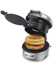 PIPULSE Breakfast Electric Round Stainless Steel Burger Maker Sandwich Maker with Egg Cooker Ring Kitchen for Stuffed Hamburger Pressing Minced Meat Barbecue or Grill for Baking Pressing [18x17x14 CM]