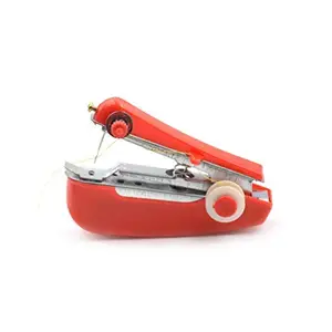 DIGSMORDEN Pocket Portable Mini Manual Stapler Style Hand Sewing Machine Craft, Clothes Stitch Handheld Cordless, Travel Use Convenience Cordless (Red Color 1 Set) Material 10% Metal, 90% Plastic