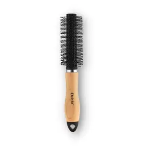 Ozivia - Round Styling Hair Brush, Curling Roll Hairbrush with Natural Wooden Handle for Women and Men Used While Blow Drying to Style, Curl, and Dry Hair, Black