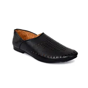 KIATU Ethnic and Traditional Wedding Attractive Black/Brown/Tan/Red/Yellow/Stylish Casual Faux Leather Nagra/Classic Design Jalsa Mojaris/Kolhapuri Jutti Formal Shoes for Men with TPR Sole (KT-2102)