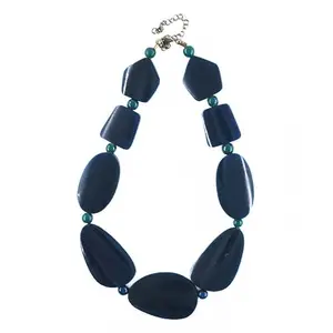 Bold and Beautiful: Handcrafted 10-Inch Blue Bone Necklace