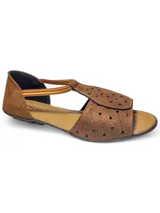 WESTOES Ladies Sandal | Perfect For Sandal Outing | Most Comfortable | Stylish Wedge Footwear (WL07) (Tan, UK Footwear Size System, Adult, Women, Numeric, Medium, 6)