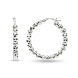 Amazon Brand - Nora Nico 925 Sterling Silver Jewelry Light-Weight Hollow Ball Hoop Earrings for Women -BIS Hallmarked