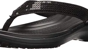 crocs Women's Capri V Sequin W Black Flip Flops Clogs-3 UK (204311-001)-W5