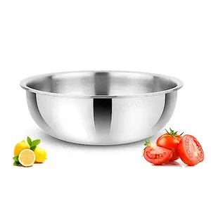 KITCHEN CLUE Stainless Steel Cookware Tasla Set of 1 Pcs (Dia - 20cm; Capacity - 1500ML) Heavy Guage Tri-Ply Steel Tasla/Kadhai Without Lid - Induction Base & Gastove Friendly - Last Till Generations price in India.