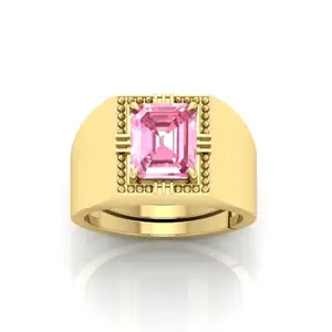 MBVGEMS 8.25 Ratti 8.00 Carat Certified AAA++ Quality Natural Pink Sapphire Gemstone Ring Gold Plated for Men and Women's