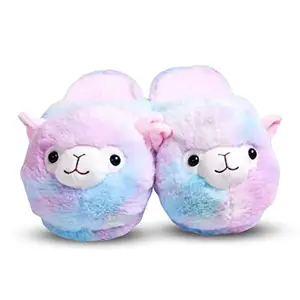 KOMTO Cute Animal Pig Style Indoor Slipper For Girl Winter Warm slippers Fluffy Plush Shoes Soft Indoor Fur Shoes For Both Man And Women Pink Color Shoes (Sheep, numeric_6)