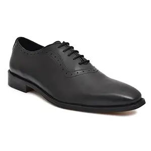 Hunky Style Men's Lace up Formal Oxford Leather Shoes (Brown, Numeric_9)