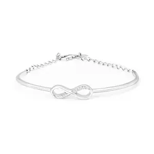 ZAVYA 925 Sterling Silver Infinity Rhodium Plated Bracelet|Gifts For Women And Girls|With Certificate of Authenticity and 925 Hallmark