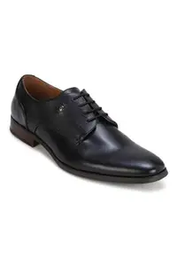 Louis Philippe Men Black Leather Derby Shoes