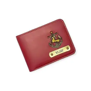 NAVYA ROYAL ART Customized Wallet for Men | Personalized Wallet with Name Printed Leather Name Wallet for Men | Customised Gifts for Men |Personalised Mens Purse with Name & Charm - Red