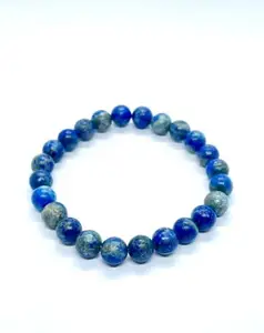 aurrastores Natural Lapis Lazuli Bracelet 8 mm Crystal Stone Diamond Cut Beads Bracelet Round Shape for Reiki Healing and Crystal Healing Stones (Color : Blue)