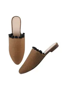 Selfiee Trending Stylish Bellies Soft & Comfortable Back Open Slip On Mules Shoes for Women and Girls Brown