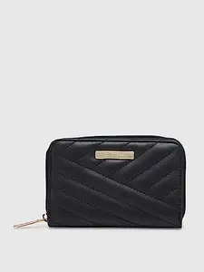 Caprese Women's Faux Leather Solid Pattern Mareeya Wallet (Black, Large)