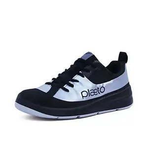 Plaeto Unisex Adult Glide Black/Silver Multiplay Sports Shoes for Men & Women, 7 UK