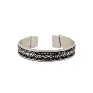 TEEJH Kirath Silver Oxidised Cuff Bracelet