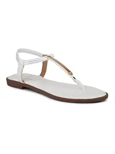 INC.5 Women White Solid Open Toe Flats