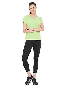 Clovia Women's Cotton Activewear Short Sleeve Sports T-Shirt (AT0143P11_Green_XXL)