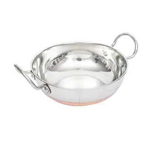 METKING Copper Bottom Stainless Steel Flat Bottom kadhai with Handel for Deep Frying Gas Stove Friendly (1500 ML) price in India.