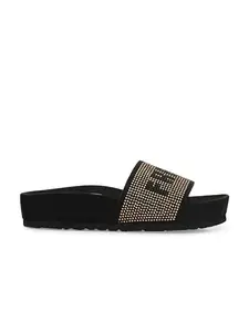 Fresh 1947 Feet Fresh Feet Casual Flip Flops Sliders For Women Size 3 Black Gold