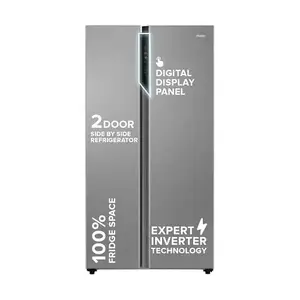 Haier 596L 3Star 2 Door Side by Side Frost Free Refrigerator|100% Convertible|Expert Inverter|Digital Display Panel|Twist Ice Tray|Deo Fresh Technology (HES-690SS, Shiny Silver)