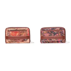 ZOUK Multicolored Vegan Leather & Jute Women's Wallet (WB02-CZWFL030) Women's Vegan Leather and Jute Handmade Classic Wallet with Mobile Phone Pocket (Multicolour)