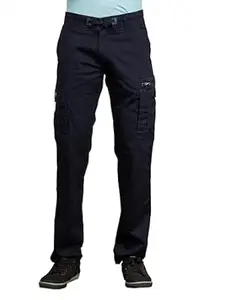 BEEVEE MensNavy Fixed Waist Cargo Pant with Drawstring.