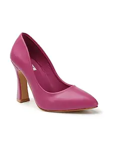 ELLE Women's Comfortable and Stylish Heeled Pump Sandal for Office Casual I Semi Formal Use Purple 5 Kids UK (EL-RU-W-192)