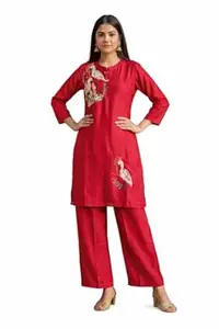 Women’s Pink Kurta Pant Set with Embroidery | Stylish Ethnic Co-Ord Outfit for Women | Festive & Casual Wear