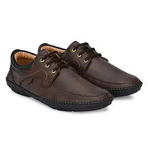 Rising Wolf Men's Tan Synthetic Leather Laceup Formal Shoes - 06 UK