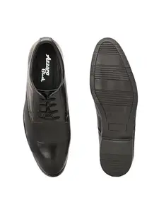AZZARO BLACK Genuine Leather Formal Shoes for Men || for Formal Business Meetings || Lace Up Stylish & Comfort (Black, 10)
