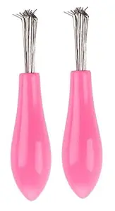 Metal Comb & Brush Set Pack of 2 – Hair Comb for Men & Women, Wooden Style Detangler Hair Brush, Beard Comb, Scalp Massager Brush, Washing Machine Cleaning Brush, Bottle Cleaner Brush, Multi-Purpose Hair & Cleaning Tools