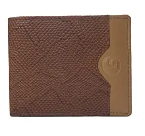 Oof Leather Wallet for Men I Ultra Strong Stitching I 6 Credit Card Slots I 2 Currency Compartments I 1 Coin Pocket I Slim Wallet I Tan & Brown Snake Wallet I Qty 1