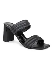 INC.5 Women Black Textured Block Heels