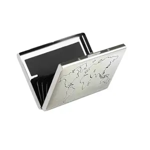 Stealodeal Silver RFID World Map Blocking Metal Debit/Credit/ATM 6 Slot Card Holder for Men & Women