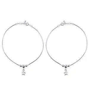 NEMICHAND JEWELS 925 Pure Silver Payal Anklet for Women
