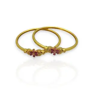 HKG Art Jewellery Gold Plated Latest Stone Bangle Bracelets For Girls and Women (Small)