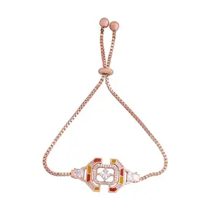 Kushal's Fashion Jewellery White Rose Gold Plated Ethnic Zircon Bracelet - 417282