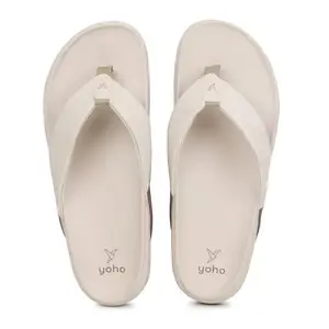 YOHO Snugly 003 slippers for men | All-Day Cushioning | Durable PU Upper | Grippy EVA Rubber Sole | Lightweight Feel | Beige - UK 10