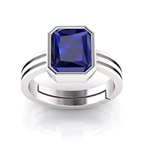 Kirti Sales Blue Sapphire Silver Plated Ring 10.25 Ratti 9.40 Carat Unheated and Untreated Neelam Natural Ceylon Gemstone for Men and