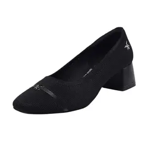 MONROW Fancy and Stylish Trendy and Lightweight Casual Regularwear Vegan Block Heel Pumps Sandals for Women and Girls Black 5UK