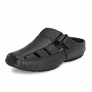 JOHN KARSUN Men's Black Leather Mules/Sandals