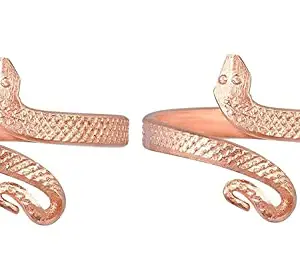 VIDEH Bhagya Ratan Snake Copper Adjustable Tamba Ring Nag Snake Challa for Men and Women (PLAIN Snake Copper RING PK2)