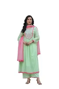 Pure Mul Cotton Suit Set for Women | Breathable Palazzo Kurta Set for Women with Dupatta | 3-Piece Cotton Kurta Set | Readymade Kurta Palazzo Set